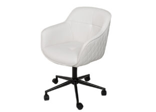 Siège de bureau en simili cuir blanc avec accoudoirs