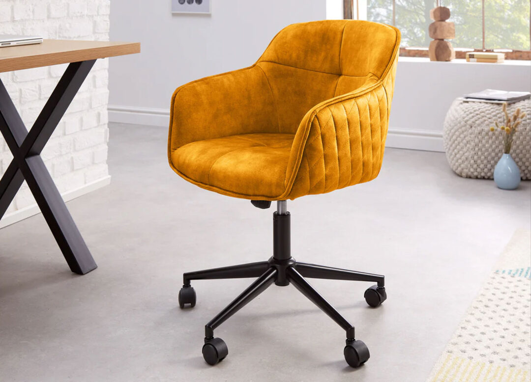 Chaise de bureau en velours jaune