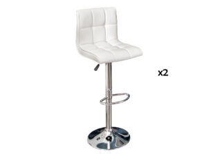 chaise de bar blanche et piétement chromé