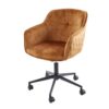 Fauteuil de bureau en velours jaune or