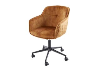 Fauteuil de bureau en velours jaune or