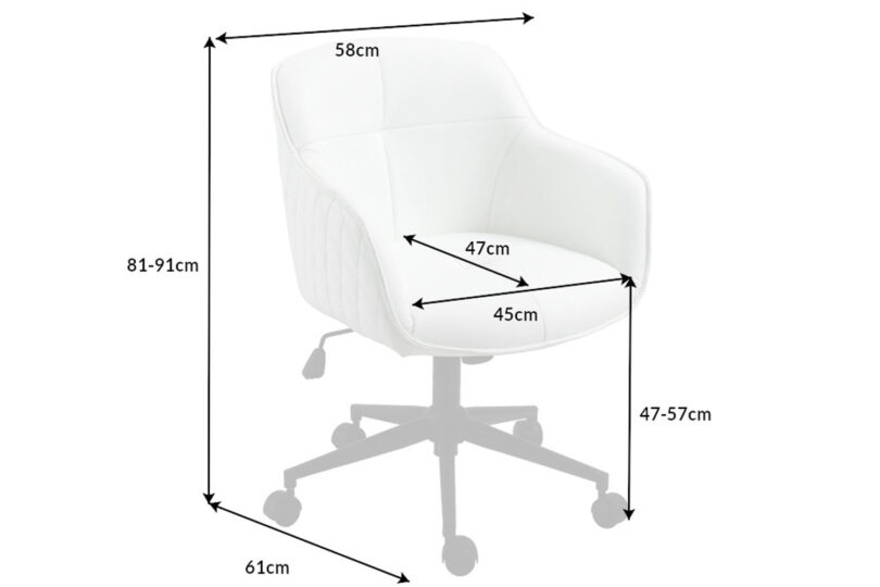 Dimensions de la chaise de bureau blanche