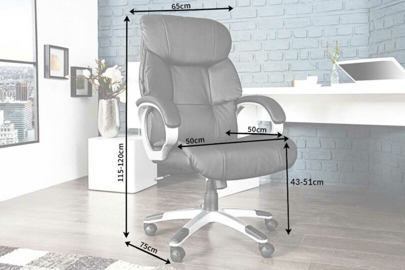 Dimensions de la chaise de bureau en simili cuir noir