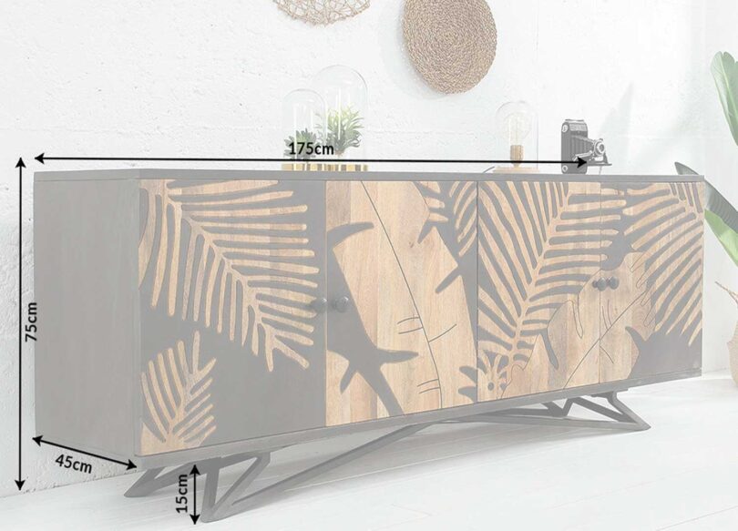 Dimensions du buffet en bois naturel