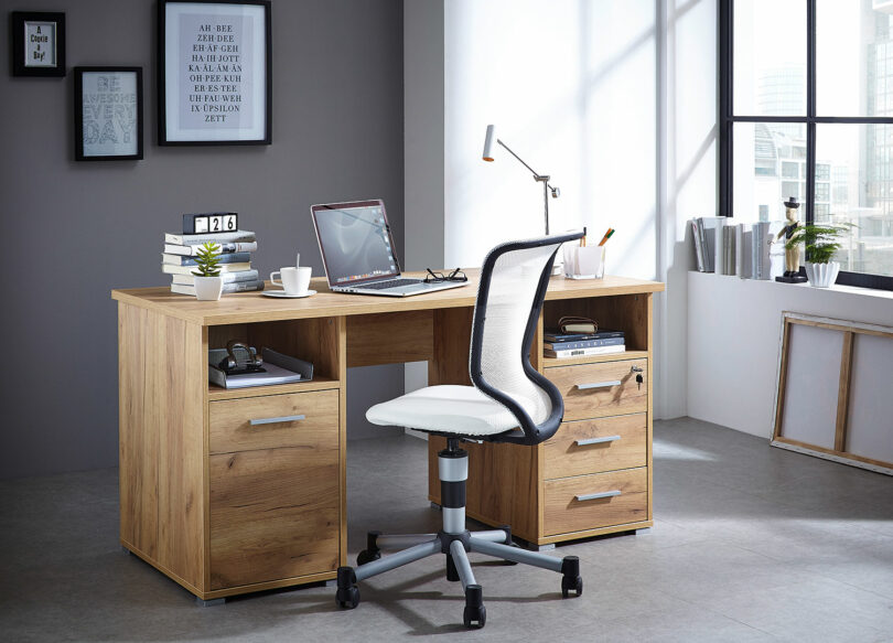 bureau bois massif avec rangement
