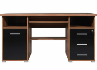 meuble bureau moderne noyer et noir avec rangement
