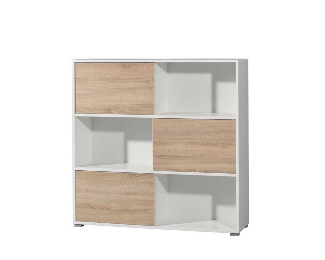meuble de bureau décor chêne et blanc