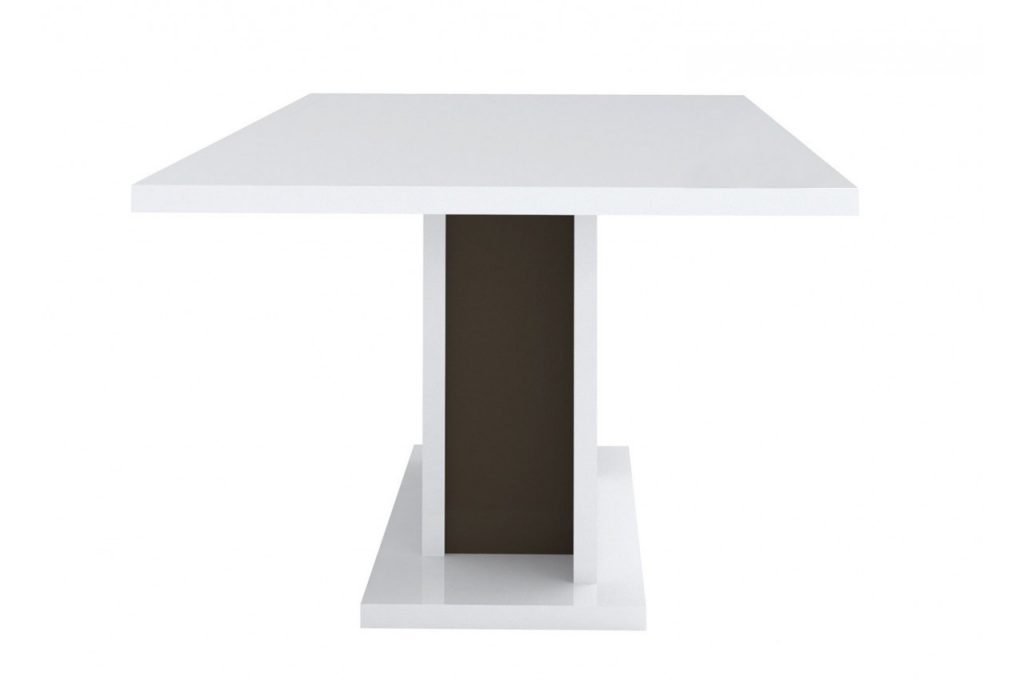 Table repas blanche avec allonge centrale grise