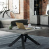 Table de salon bois grisé et noir industriel
