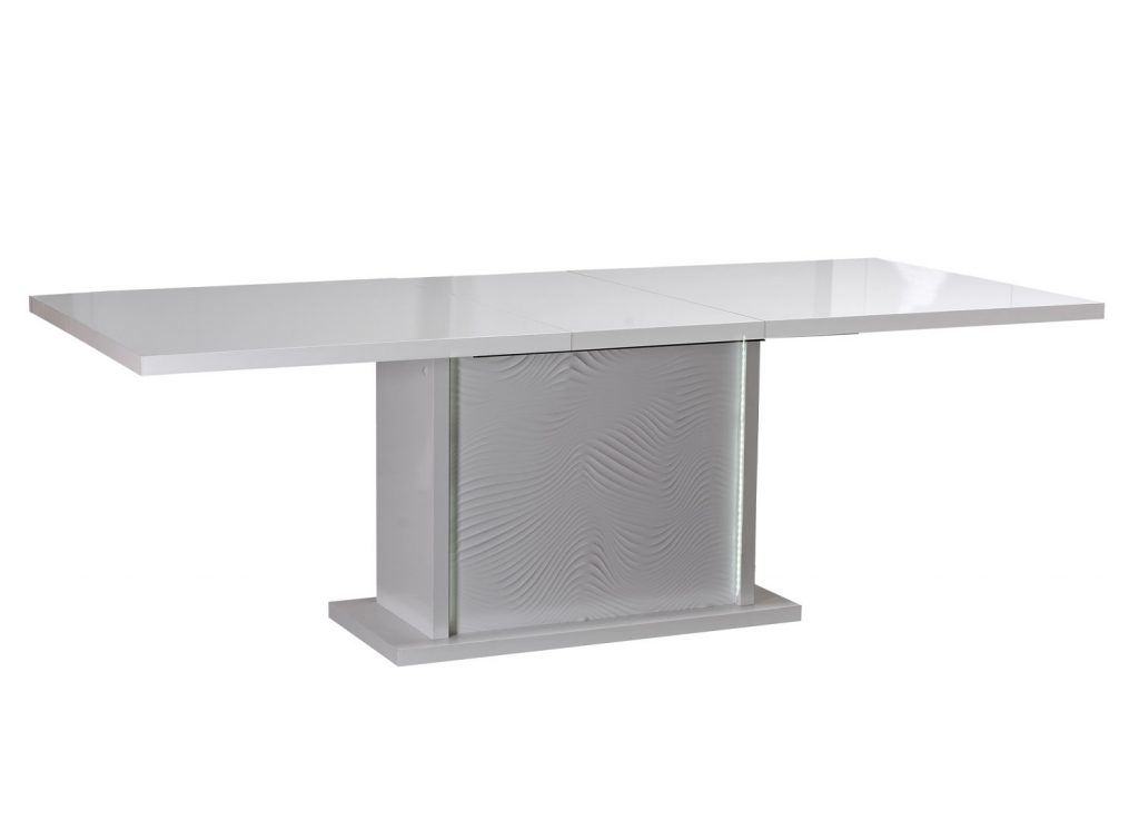 Table de repas blanc laqué avec allonge centrale