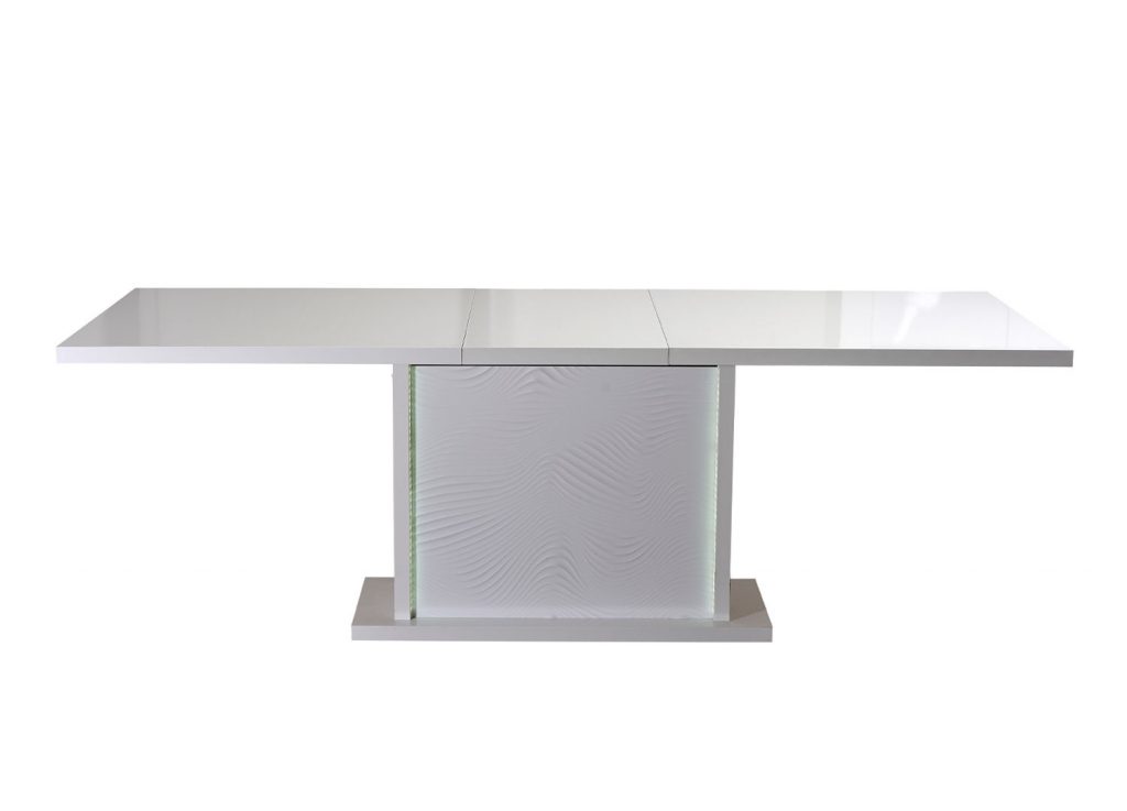 Table de repas blanc laqué avec allonge centrale
