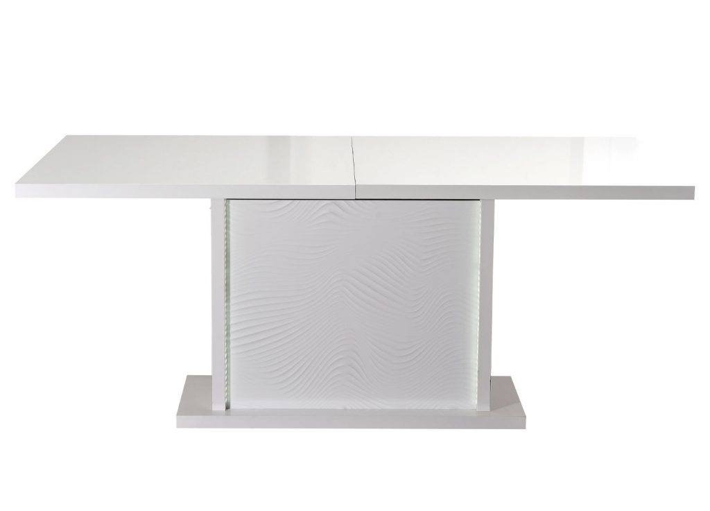 Table de repas blanc laqué avec allonge centrale