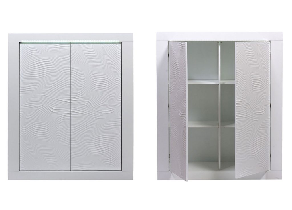 Ensemble de salon laqué blanc avec LED