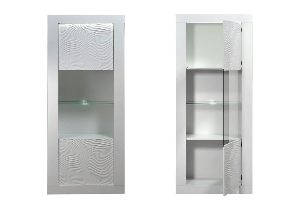 Ensemble de salon laqué blanc avec LED