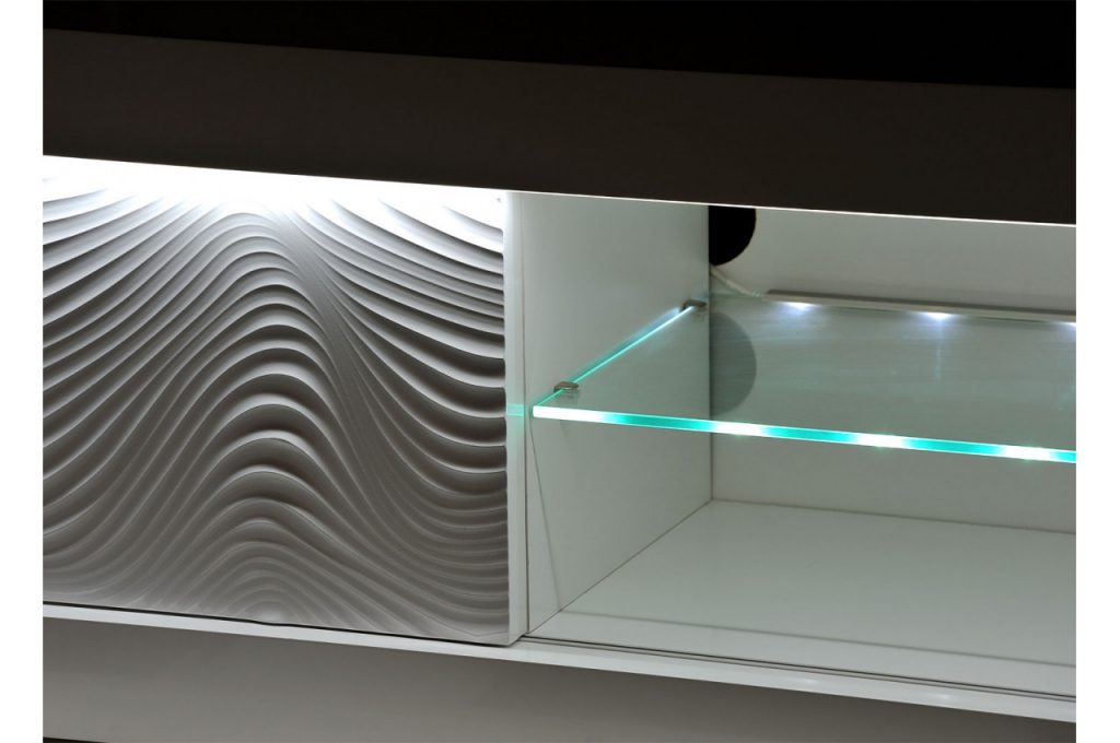 Ensemble de salon laqué blanc avec LED