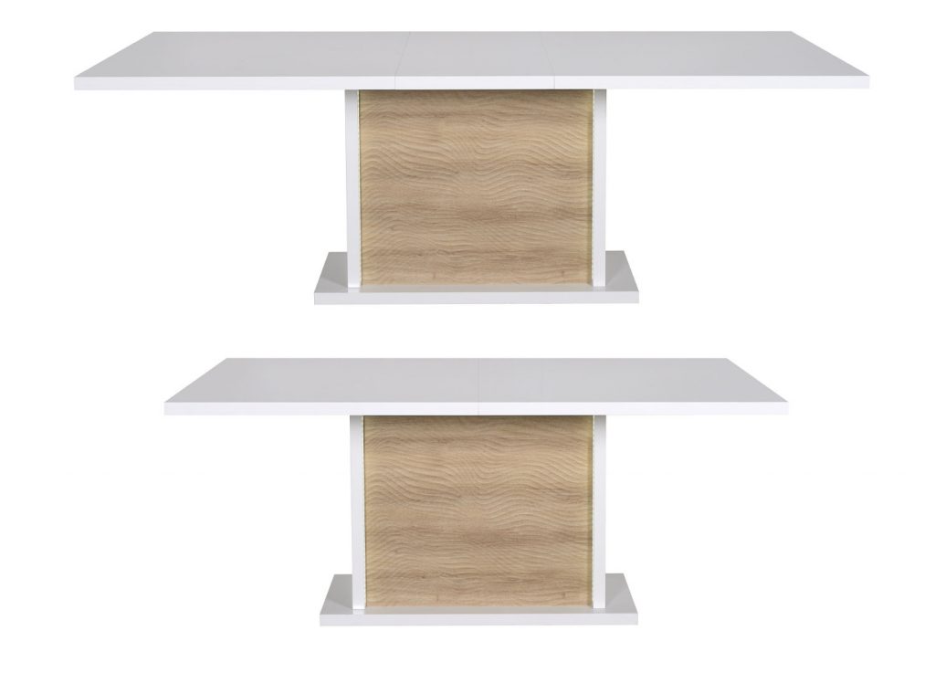 Table de repas blanc et bois extensible