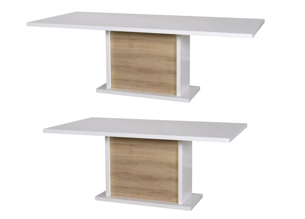 Table de repas blanc et bois extensible