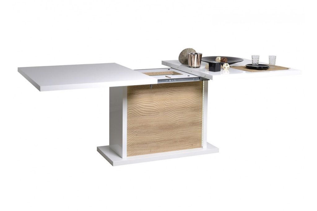 Table de repas blanc et bois extensible