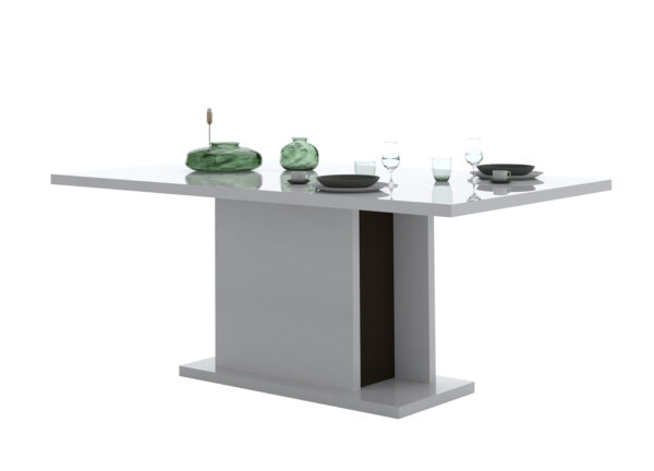 table de salle à manger design blanche et grise laquée