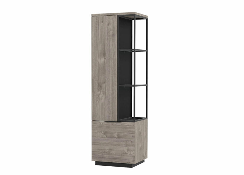 rangement  portes bois grise et metal noir industriel