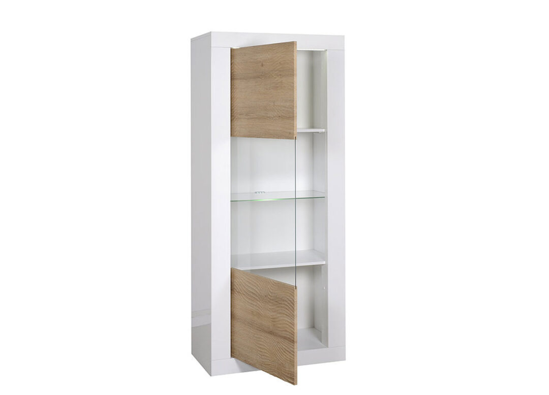 vitrine moderne décor bois et verre
