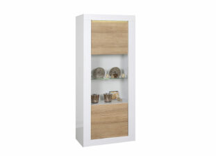vitrine moderne décor bois et verre