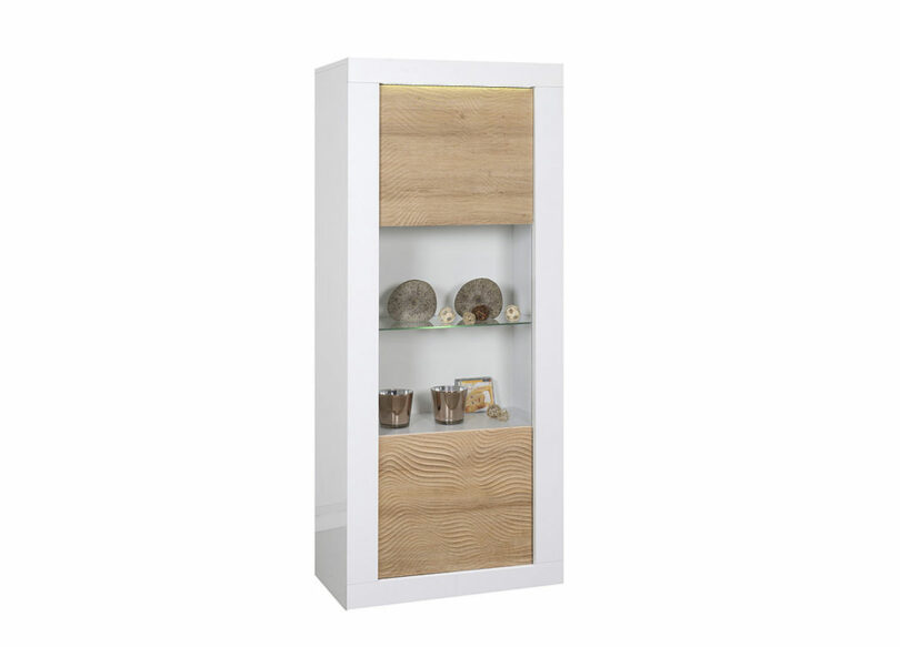 vitrine moderne décor bois et verre