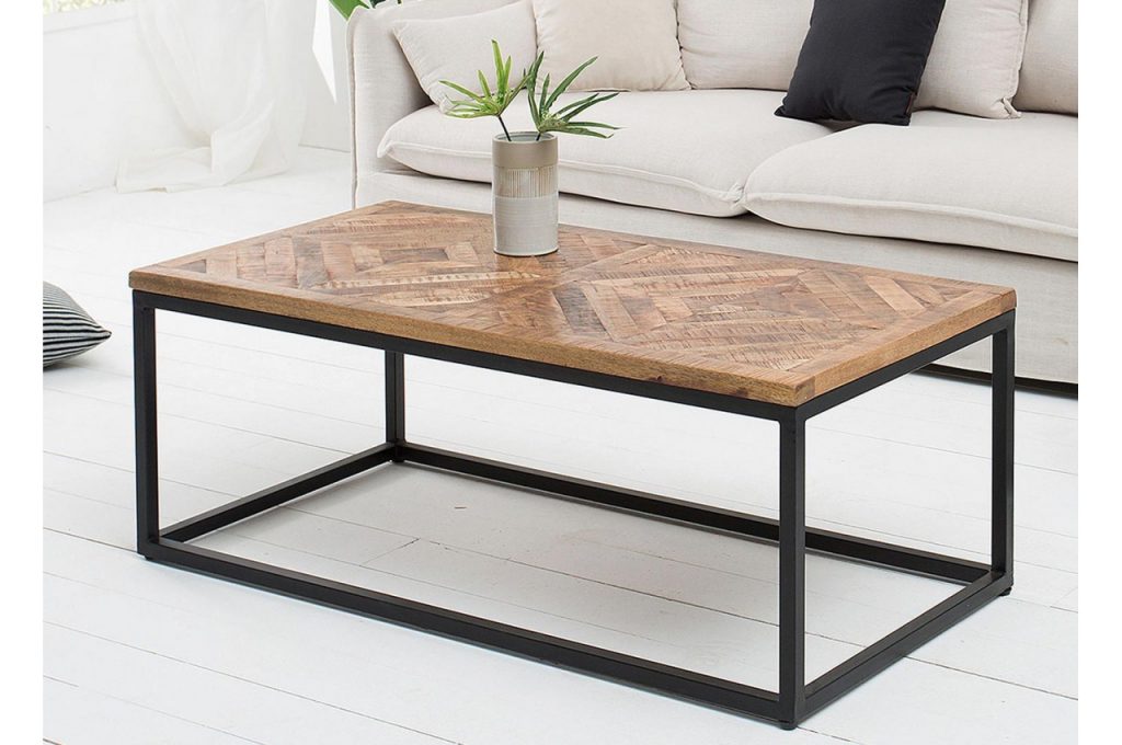 Table basse rectangulaire / Bois et fer