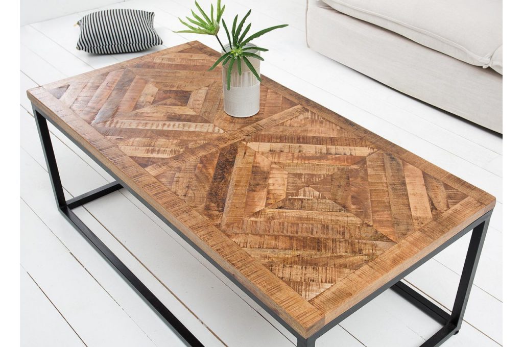 Table basse rectangulaire / Bois et fer