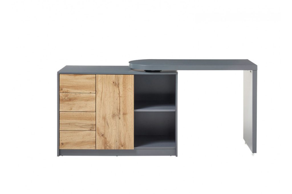 Bureau d'angle pivotant bois et gris anthracite