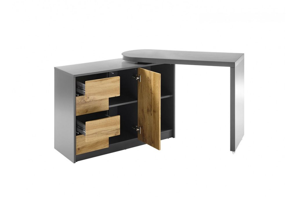 Bureau d'angle pivotant bois et gris anthracite