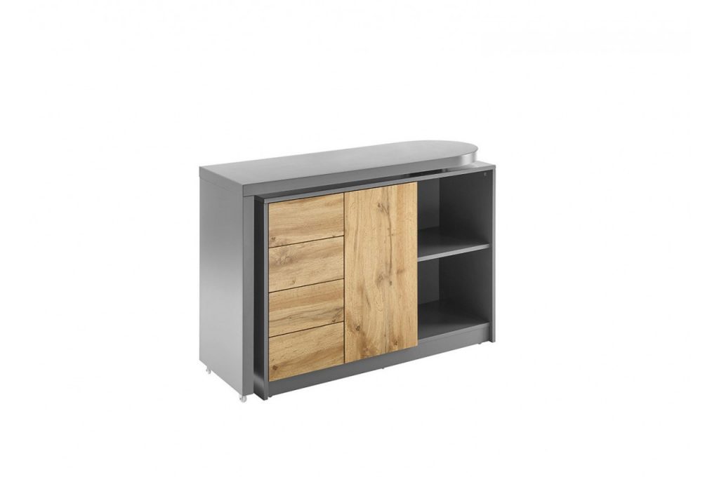 Bureau d'angle pivotant bois et gris anthracite