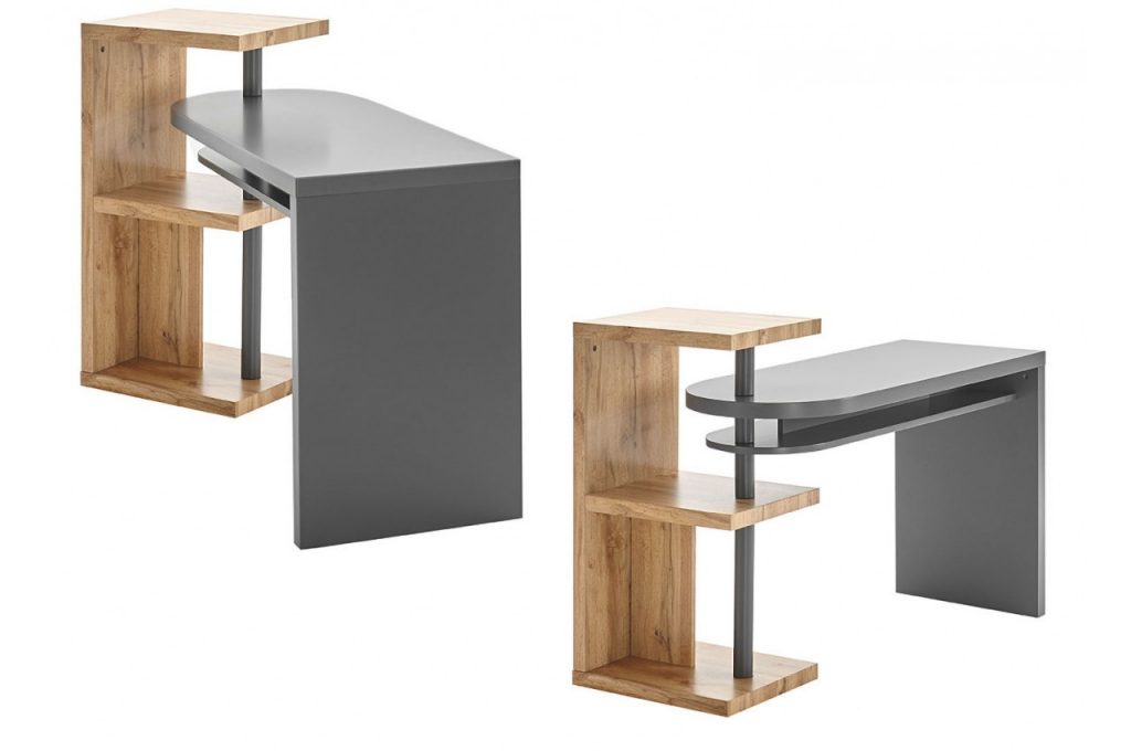 Table de bureau pivotante bois et gris laqué