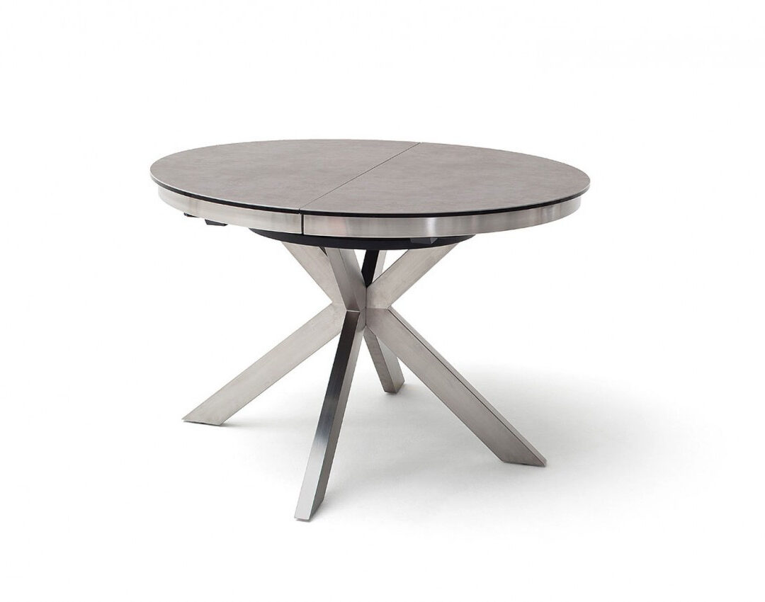 Table céramique foncée ronde extensible