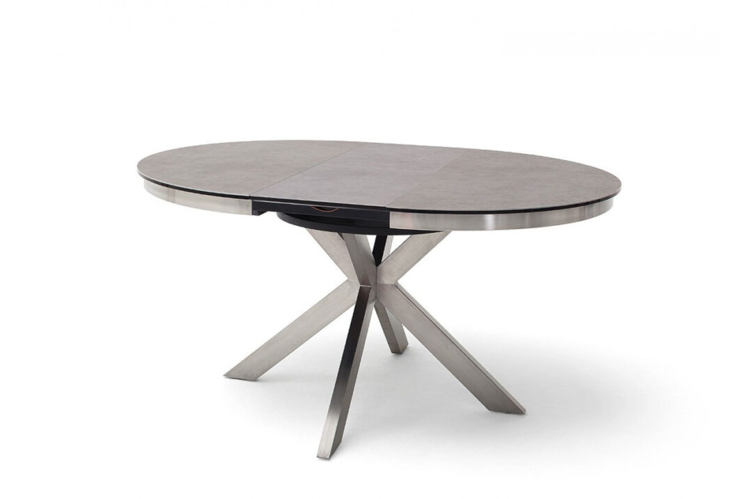 Table céramique gris anthracite ronde extensible allonge papillon