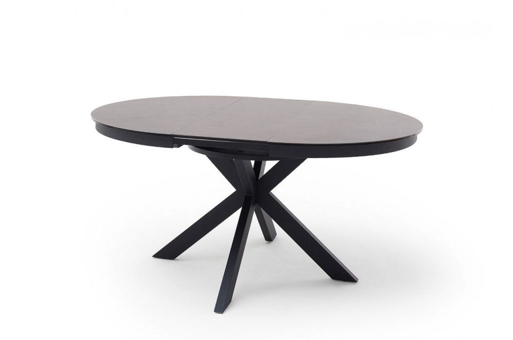 Table à manger ronde extensible gris anthracite