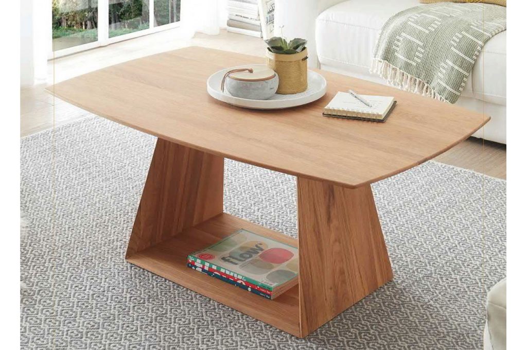 Table de salon rectangulaire bois massif verni