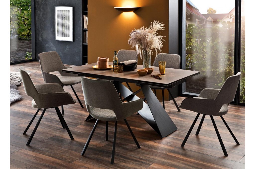 Table à manger rectangulaire extensible gris clair