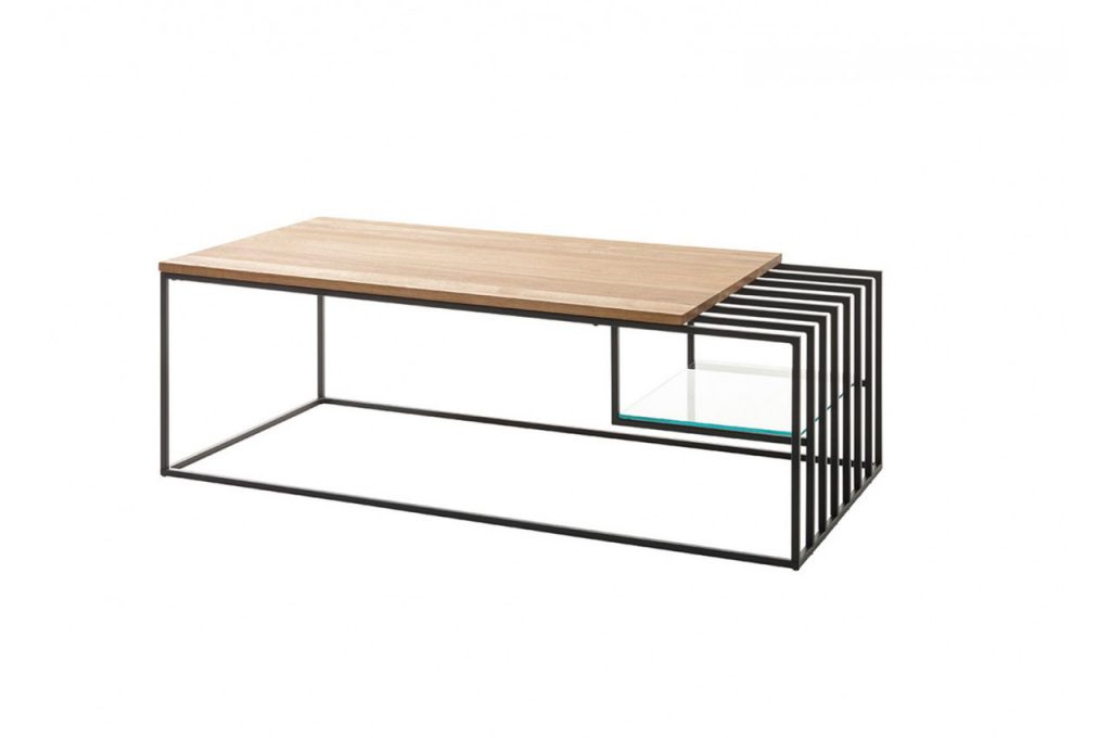 Table de salon bois et structure métal noir