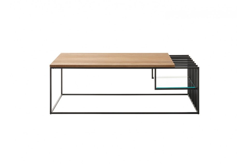 Table de salon bois et structure métal noir