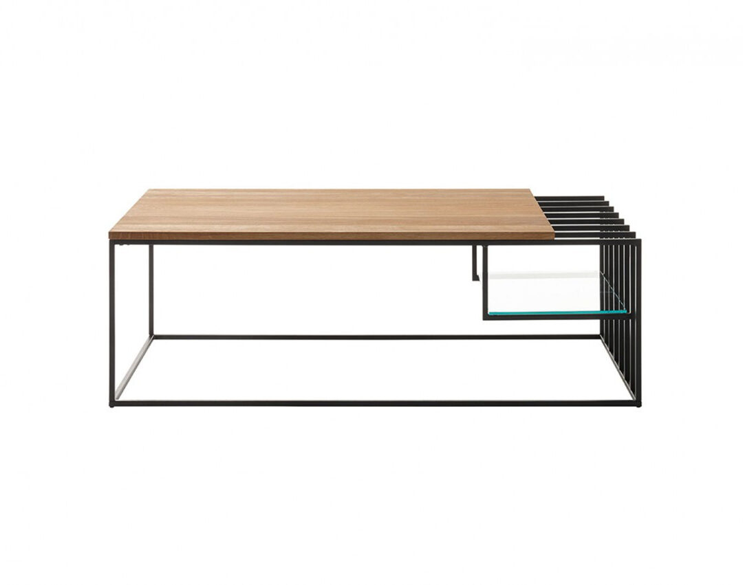 Table de salon bois et structure métal noir
