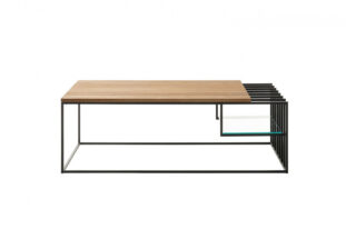 Table de salon bois et structure métal noir