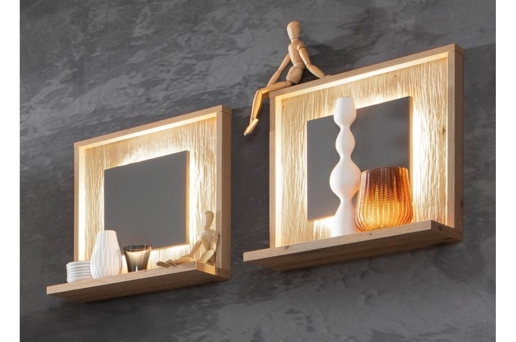 Ensemble de salon ton pierre et reliefs en bois