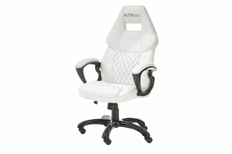 Chaise de bureau en simili cuir blanc