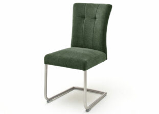 Chaise de séjour verte pied acier brossé