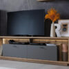 Meuble de télé gris mat et bois design