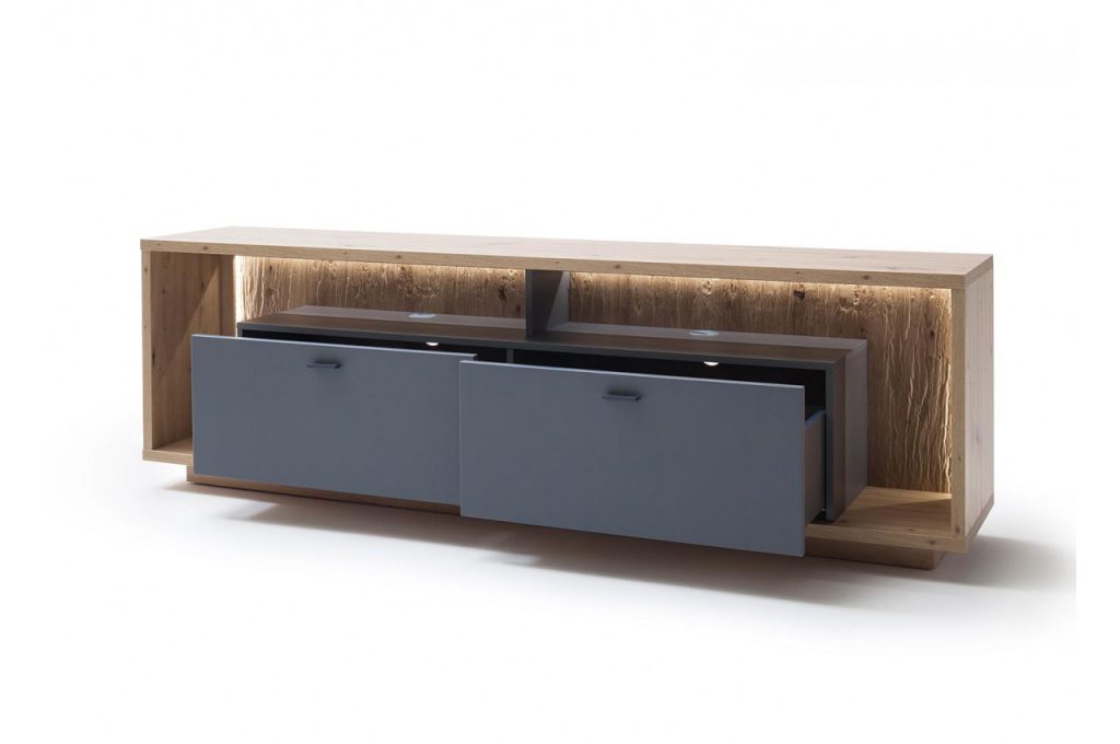 Meuble de télé gris mat et bois design