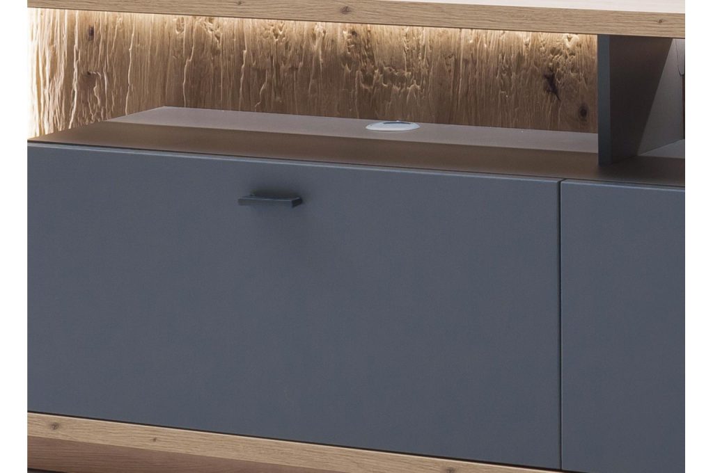 Meuble de télé gris mat et bois design