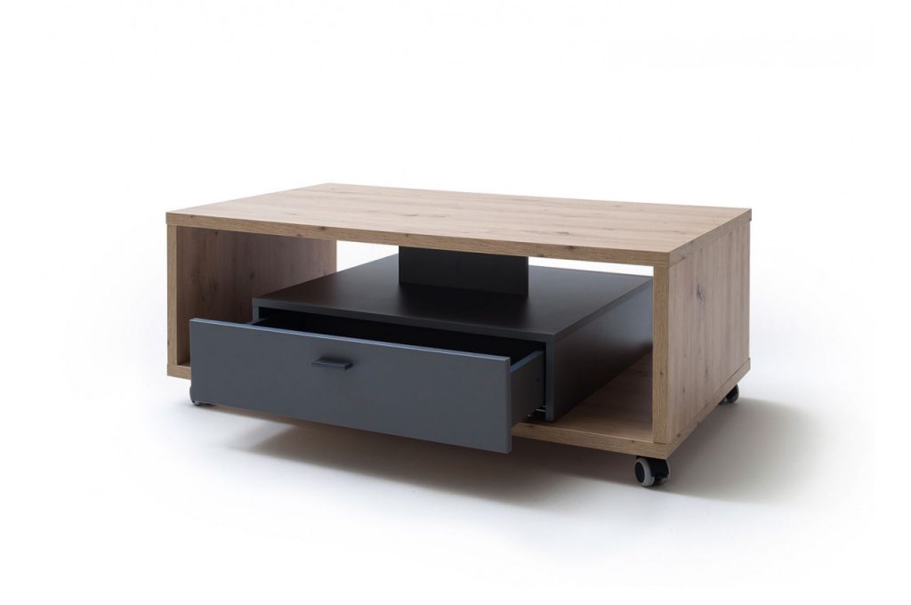 Table basse sur roulettes en bois moderne