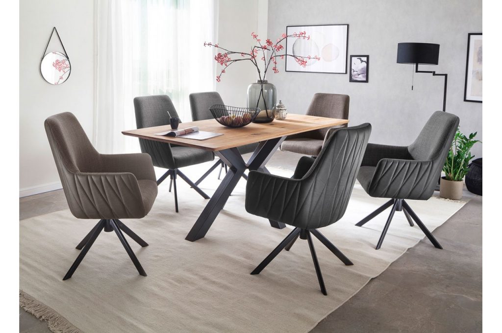 Table repas bois massif et métal noir contemporaine